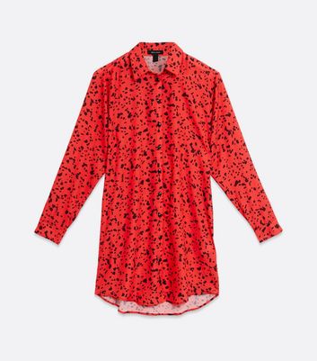red animal print long sleeve dress