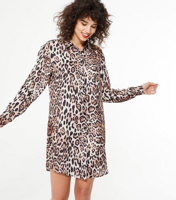 new look leopard shirt dress