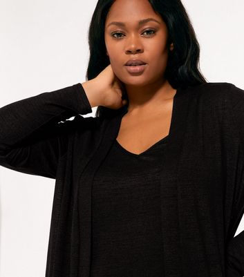 Black Cardigan Cami Joggers Set 