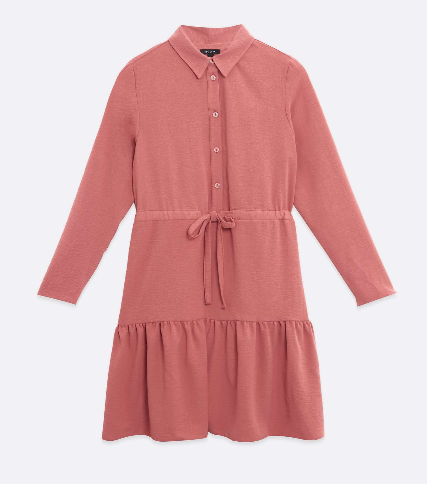 Pale Pink Tiered Hem Shirt Dress  Image 5
