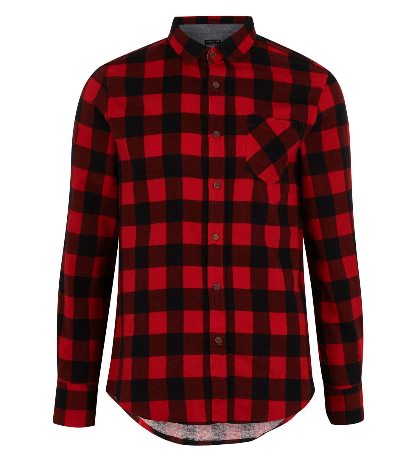 Red Check Pocket Front Long Sleeve Shirt Image 5