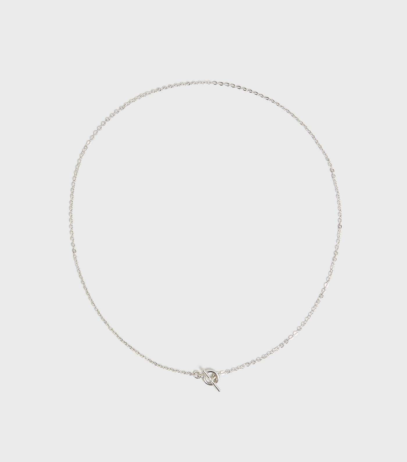 Silver Mini T-Bar Pendant Chain Necklace