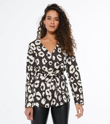 leopard print satin top