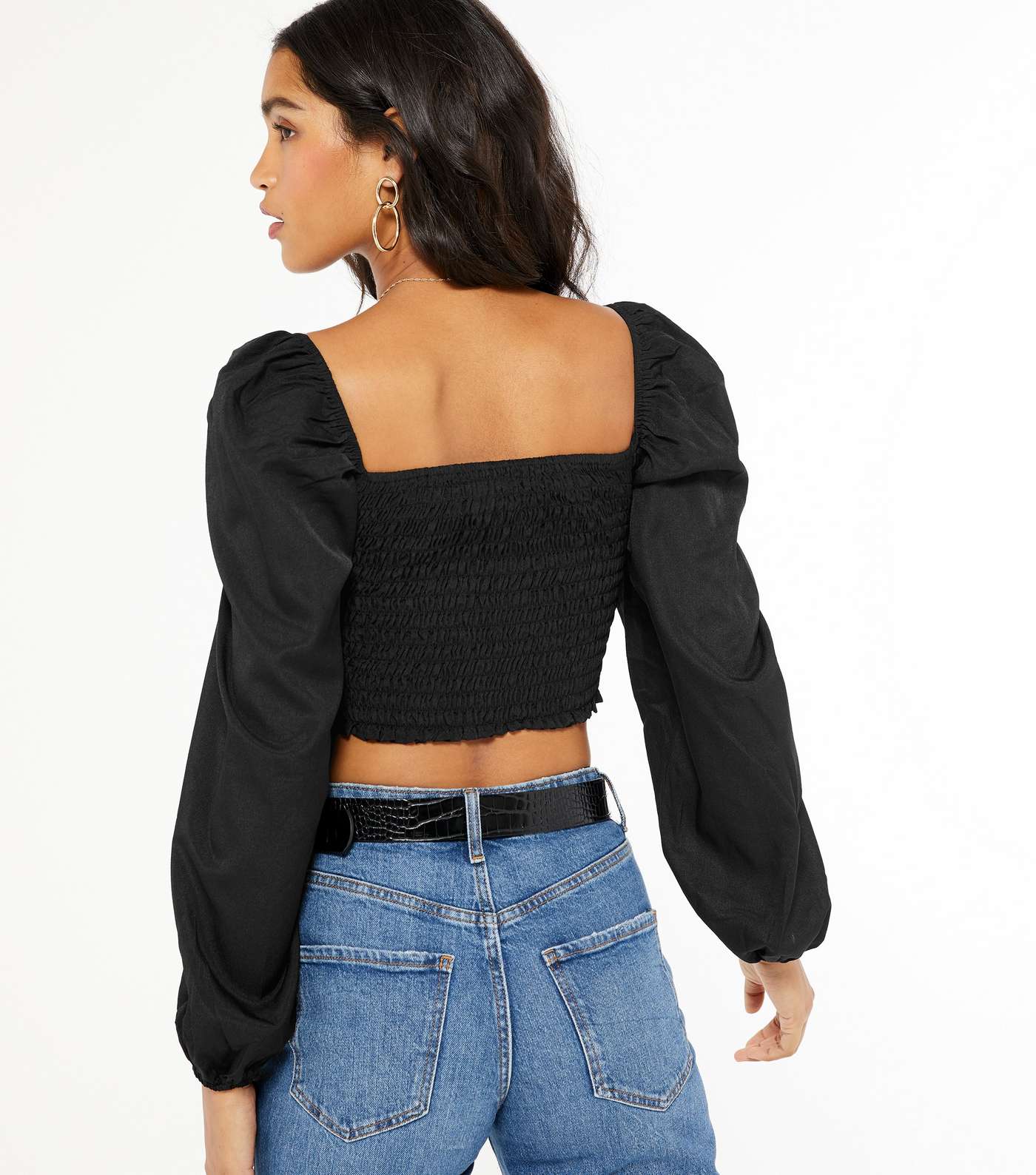 Urban Bliss Black Ruched Puff Sleeve Top Image 3