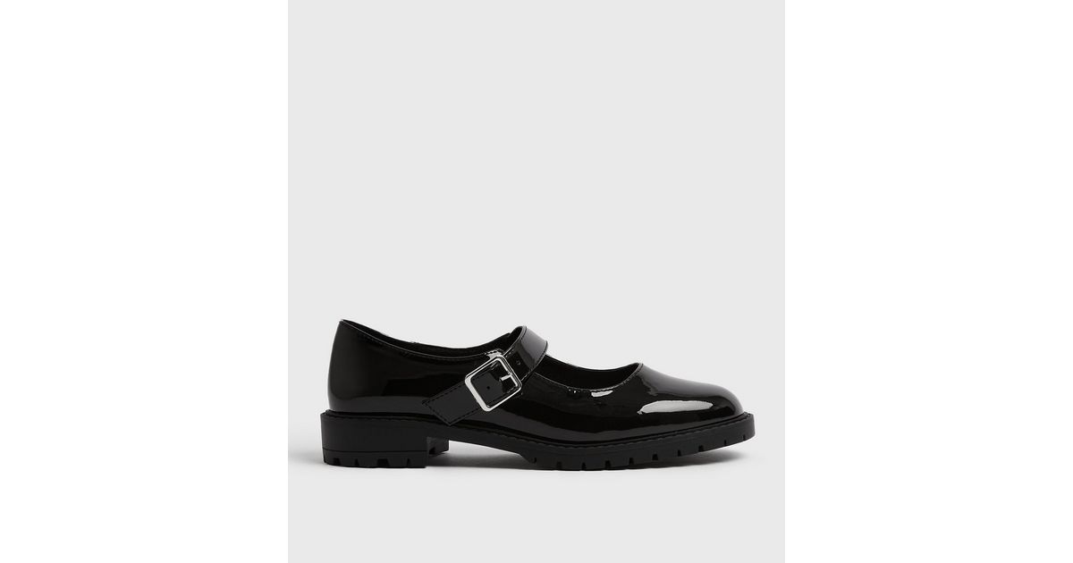 wide fit black mary jane shoes