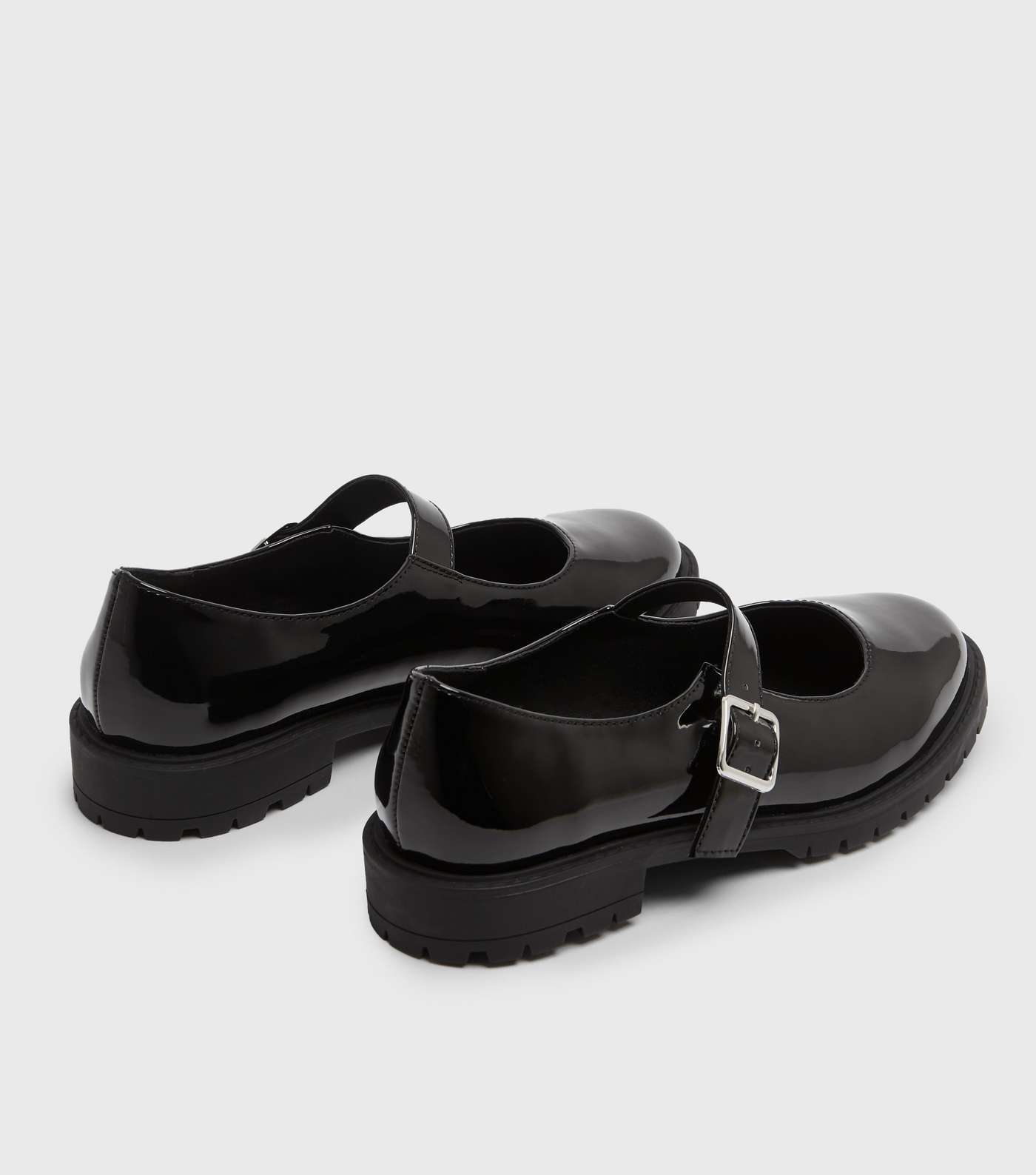 Wide Fit Black Patent Chunky Mary Jane Shoes  Image 4