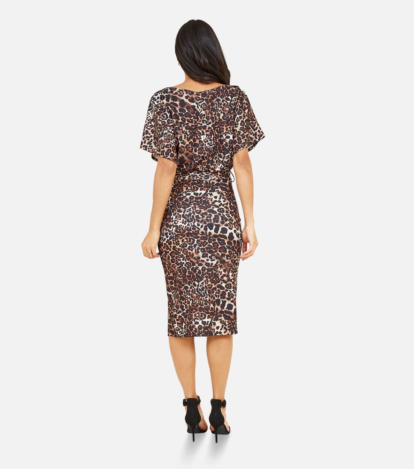 Mela Brown Leopard Print Wrap Bodycon Dress Image 3
