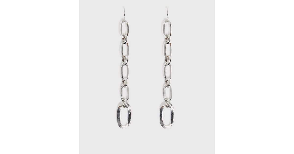drop chain earrings silver