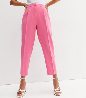 Petite Bright Pink Slim Leg Trousers  New Look