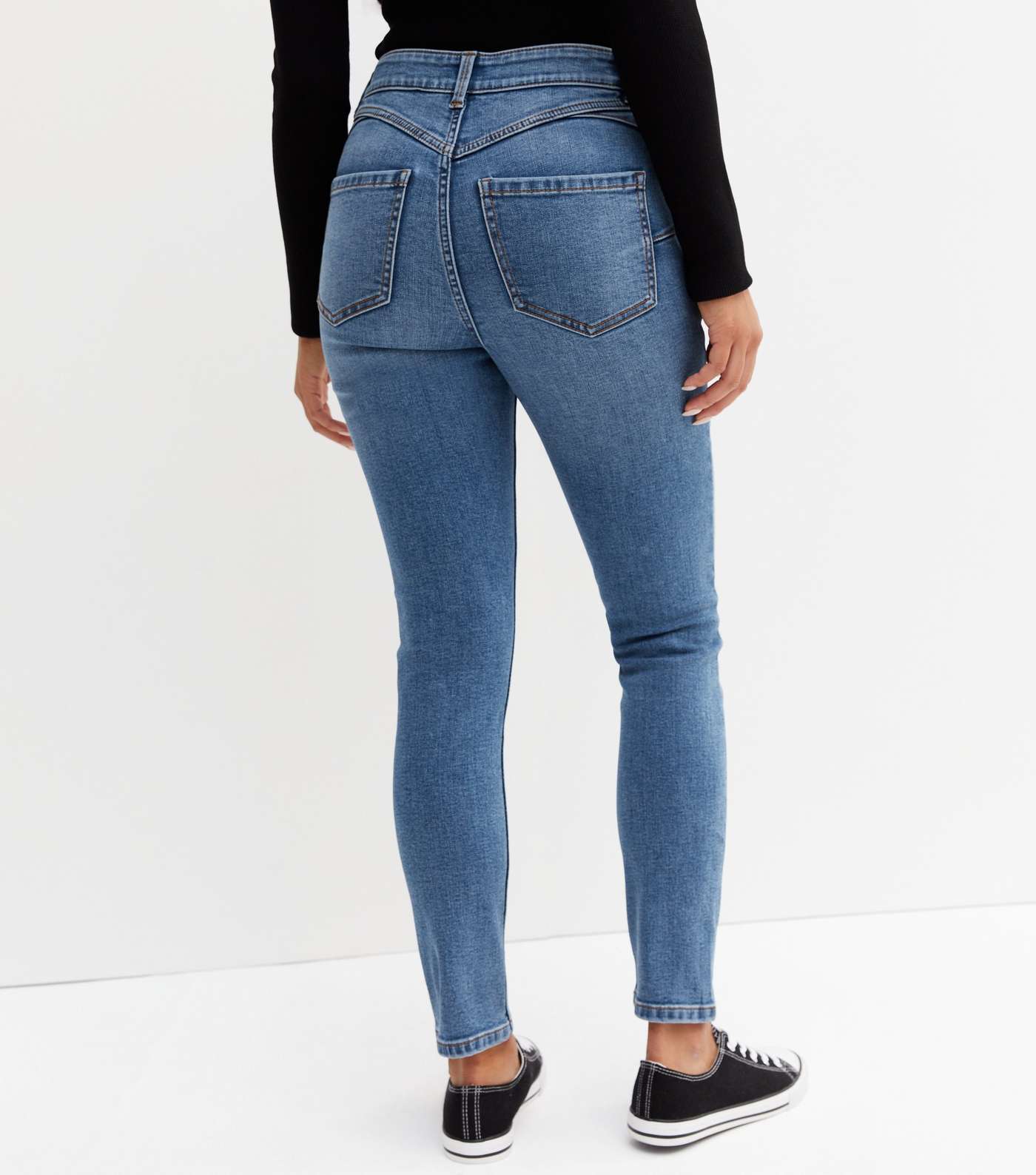 Petite Blue Mid Wash Lift & Shape Jenna Skinny Jeans Image 4