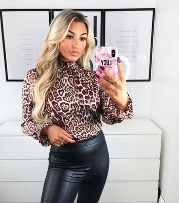 Leopard hot sale satin blouse