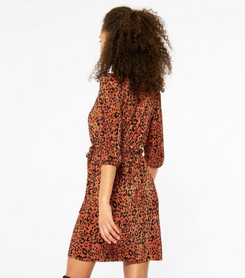 leopard print plisse dress
