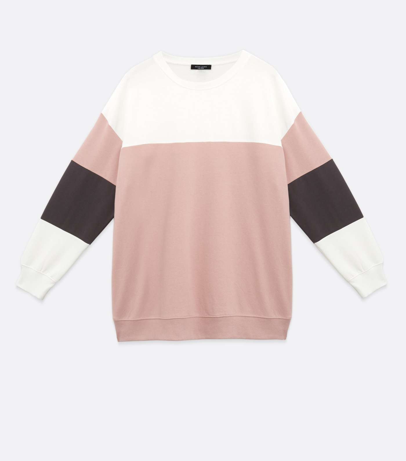Curves Pink Colour Block Sweatshirt Image 5