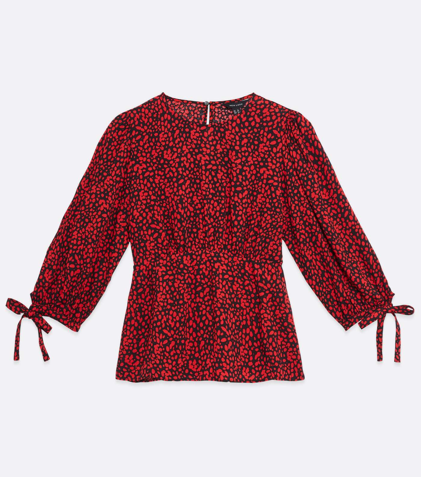 Red Abstract Spot Tie Sleeve Blouse  Image 5