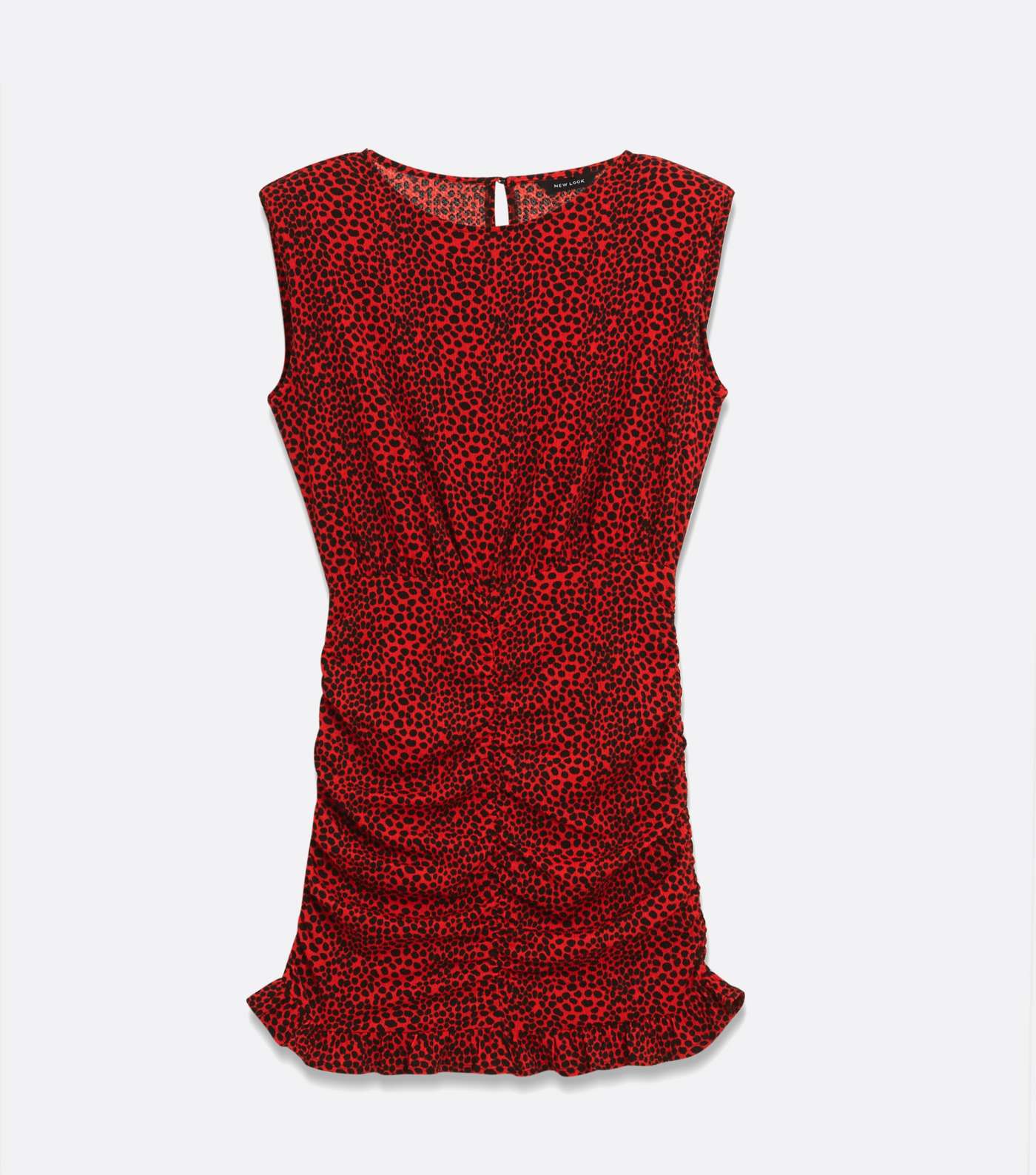 Red Animal Print Sleeveless Shoulder Pad Dress  Image 5