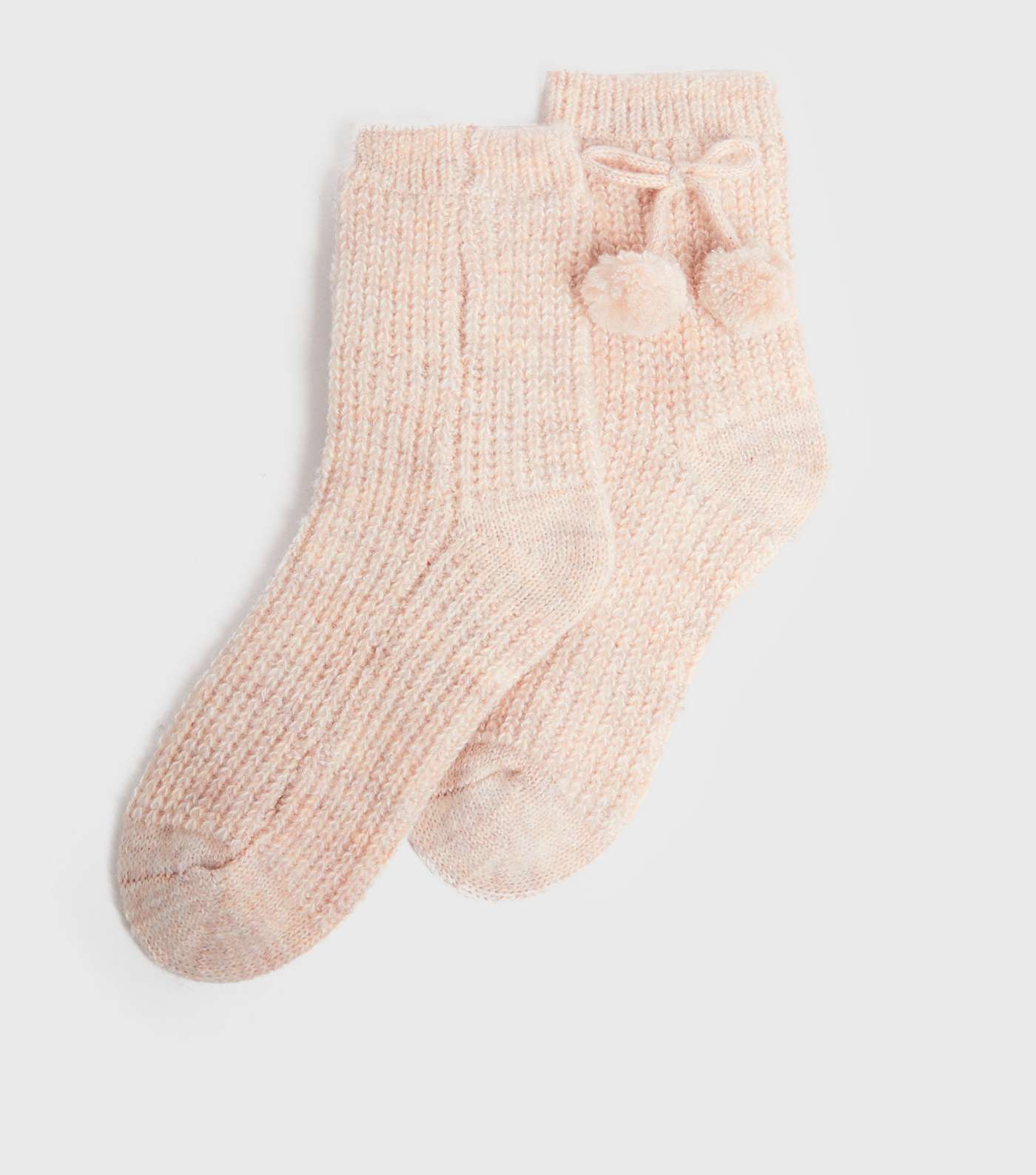 Camel Pom Pom Bow Super Soft Knit Slipper Socks