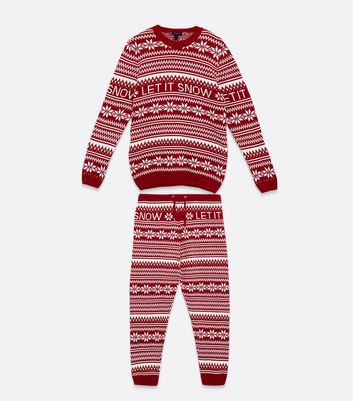 Image of Red Fair Isle Knit Matching Family Christmas Pyjama Set New Look