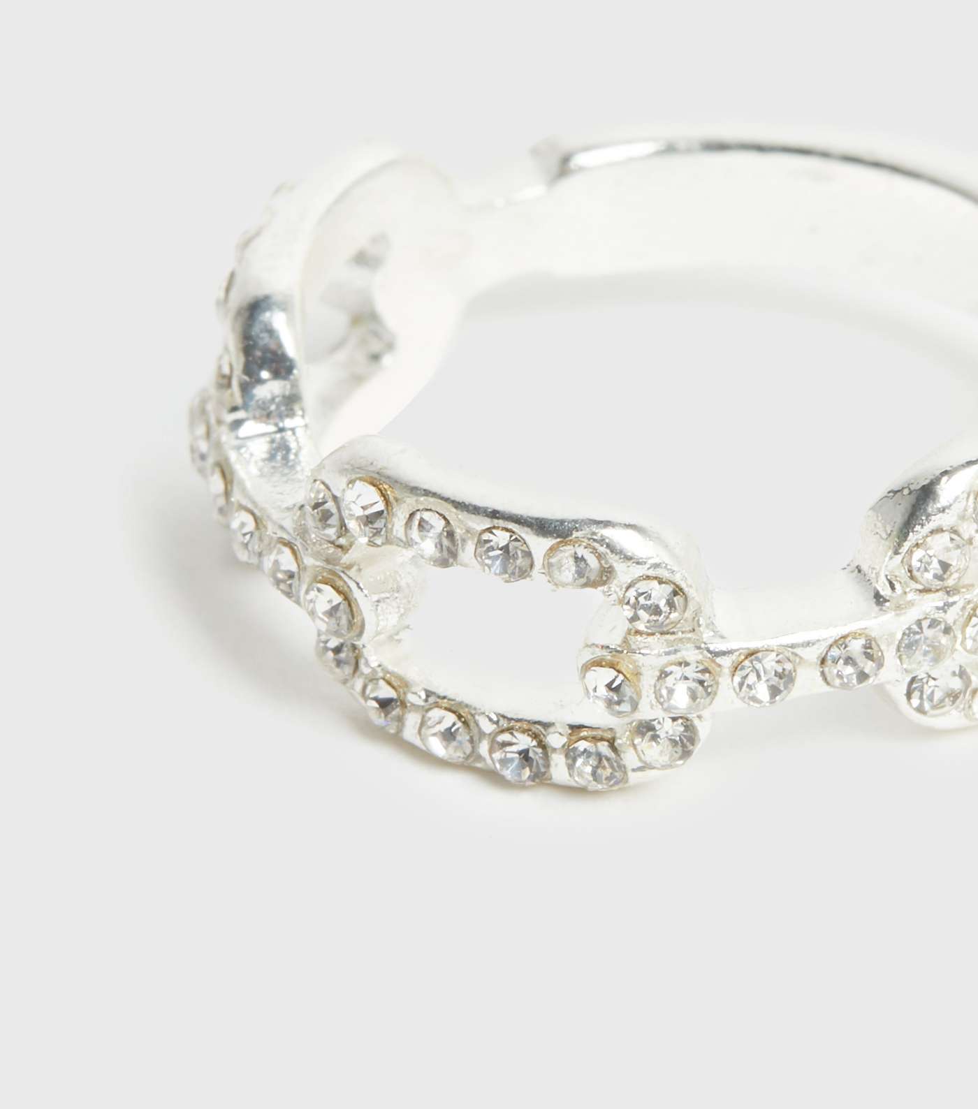 Silver Diamanté Skinny Chain Ring  Image 2