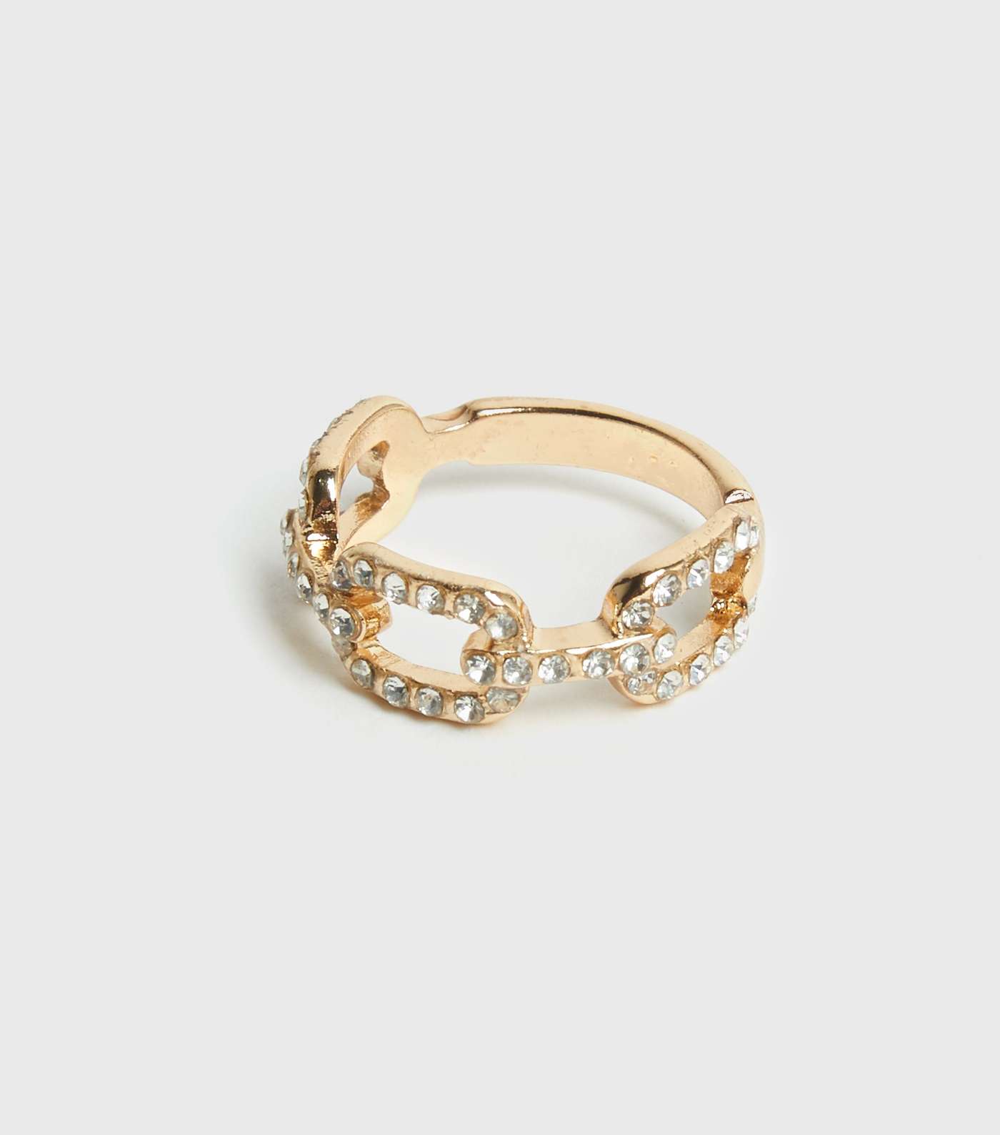 Gold Diamanté Skinny Chain Ring 
