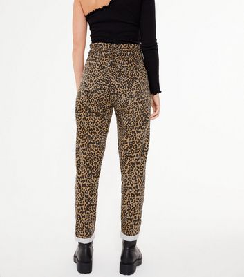 Brown Leopard Print High Waist Jeans 