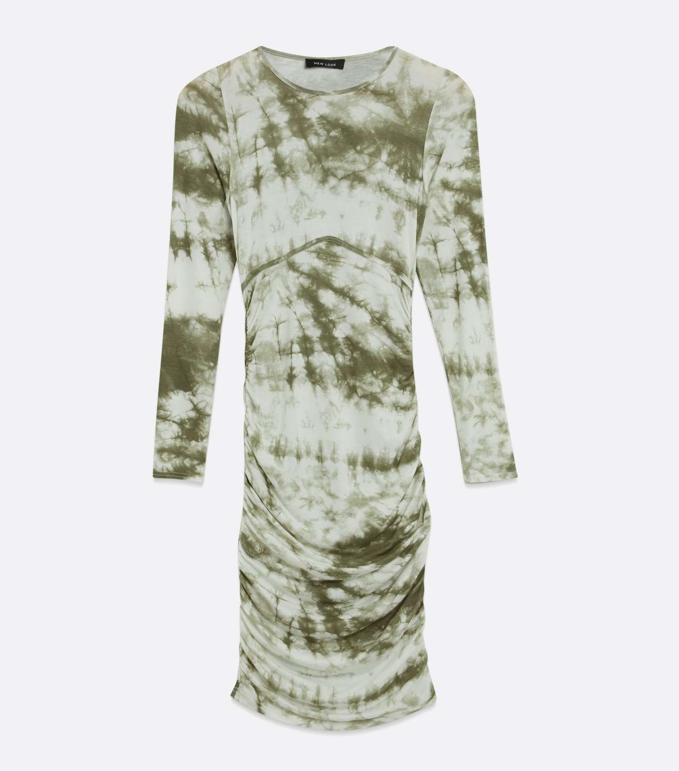 Green Tie Dye Ruched Side Midi Dress Image 5