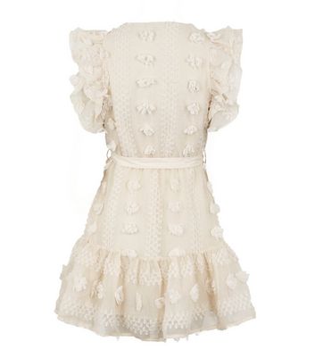 Image of Cameo Rose Stone Bobble Ruffle Hem Mini Dress New Look