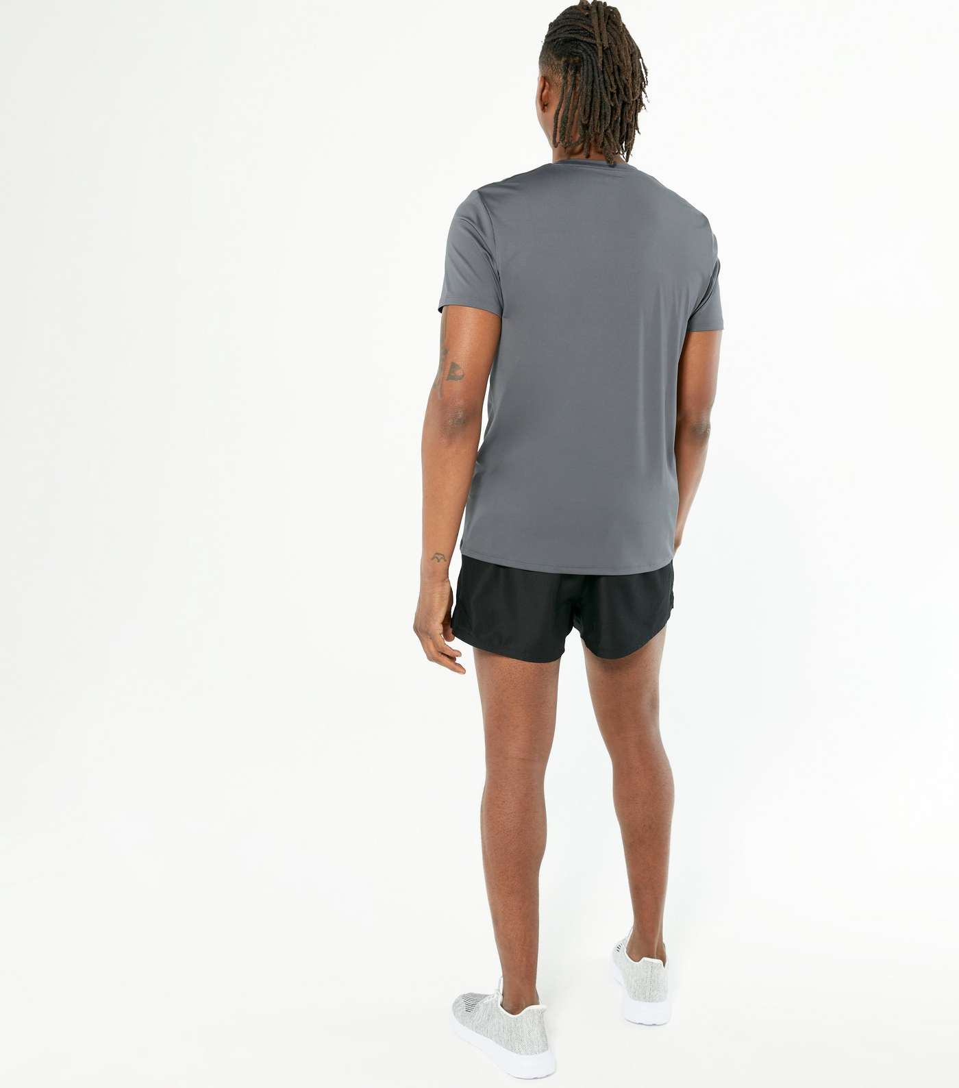 Dark Grey Short Sleeve Crew Sports T-Shirt Image 4