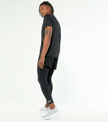 Black Reflective Logo Running Leggings 
