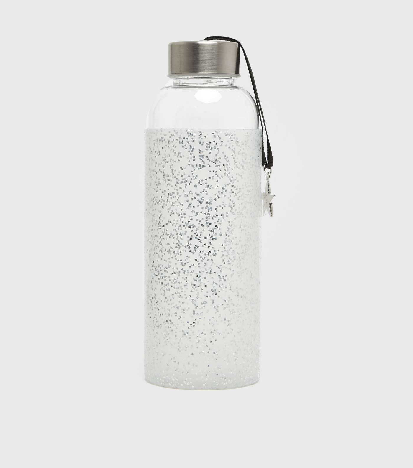 Black Glitter Star Charm Water Bottle 