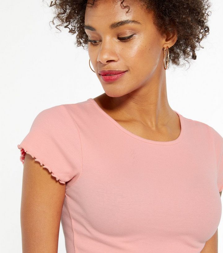 Bright Pink Frill T-Shirt | New Look