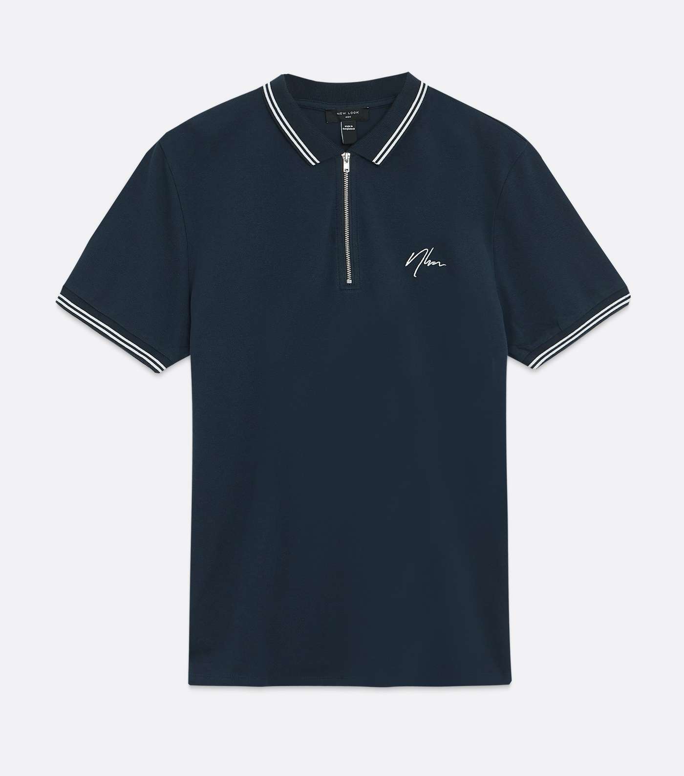 Navy NLM Embroidered Tipped Polo Shirt Image 5