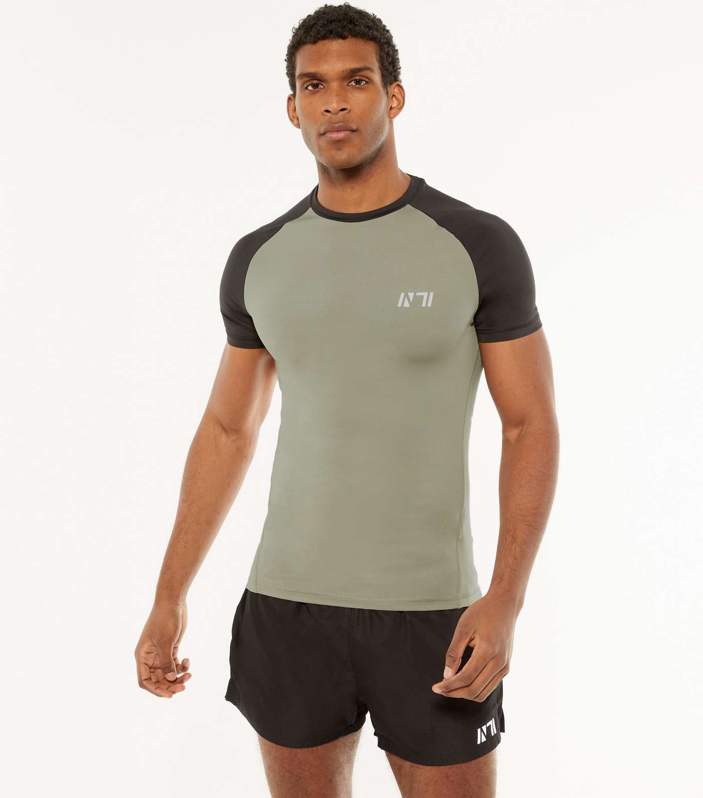 Olive Muscle Fit Raglan Logo T-Shirt