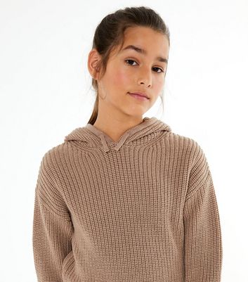 Girls Camel Knit Hoodie