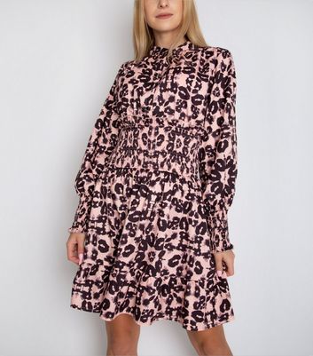 pink leopard shirt dress