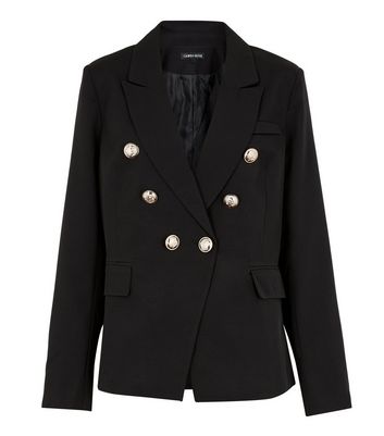 Cameo Rose Black Military Button Blazer | New Look