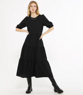 puff sleeve midi dress new look