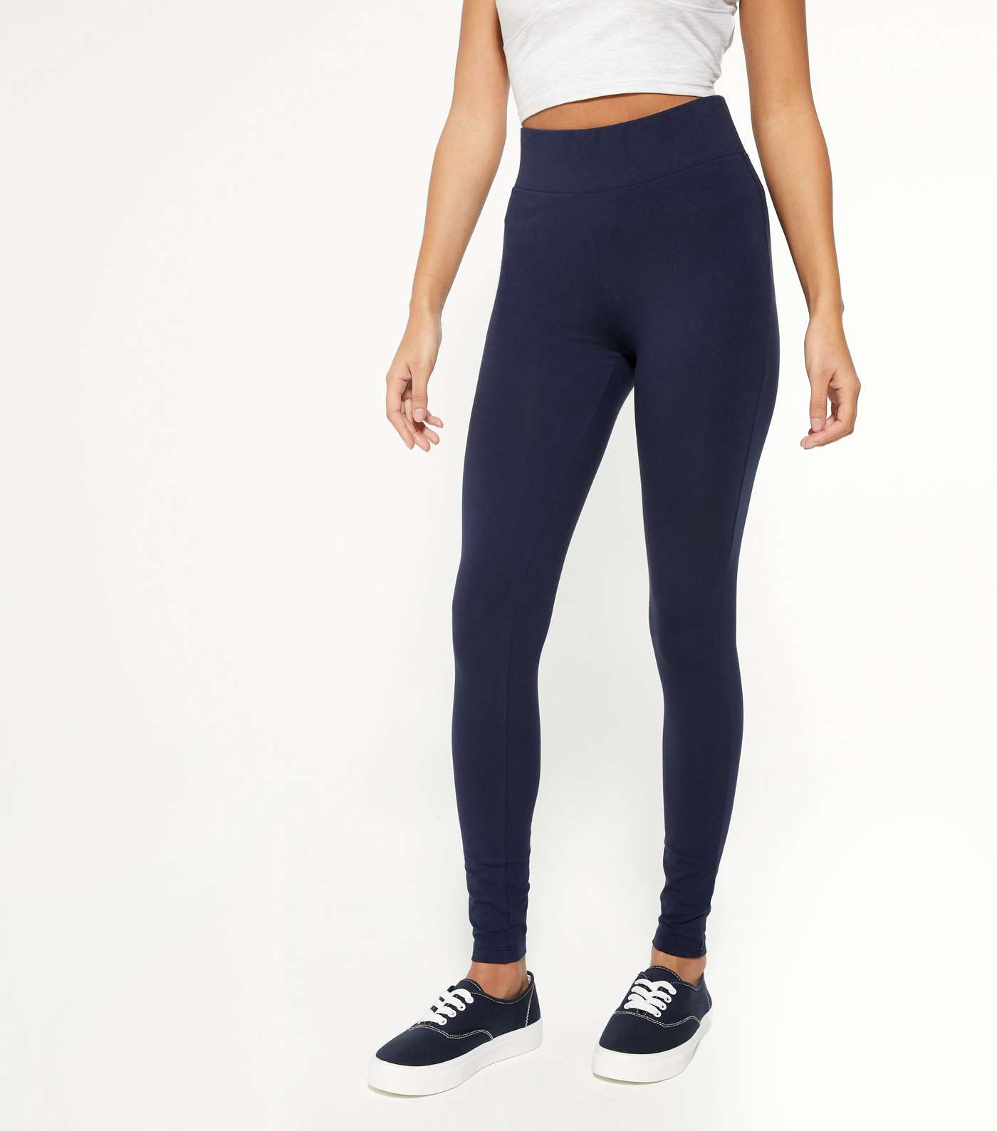 2 Pack Blue and Black Jersey Leggings  Image 2
