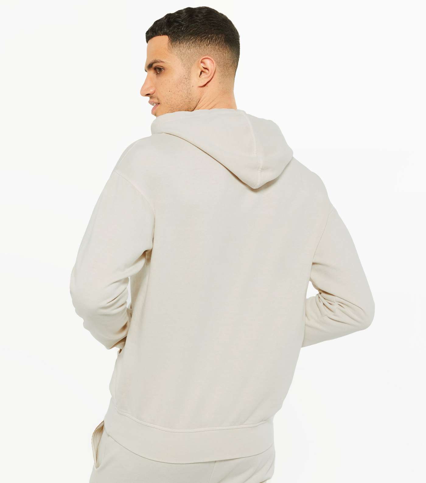 Cream Washed Jersey Pocket Front Hoodie Image 4
