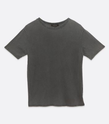 Dark Grey Acid Wash Oversized T-Shirt 