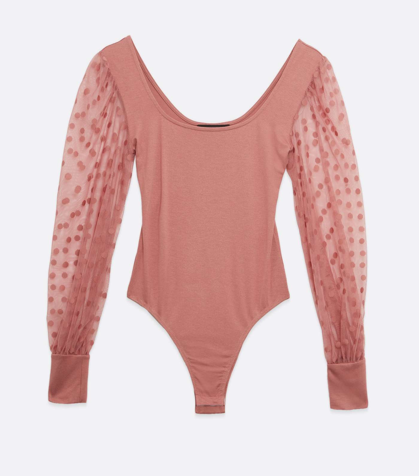 Mid Pink Mesh Spot Puff Sleeve Bodysuit Image 5