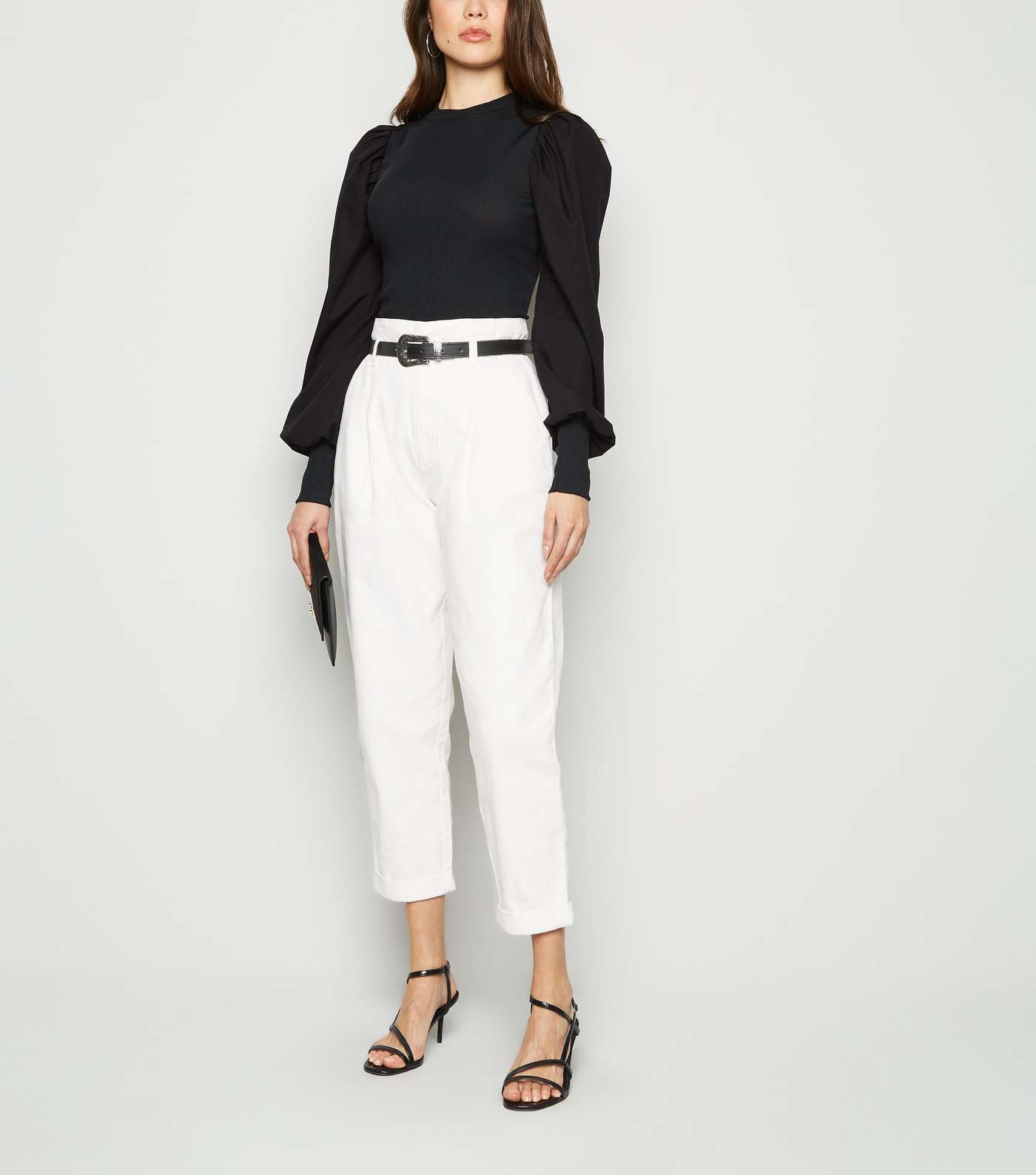 Off White High Waist Belted Jeans