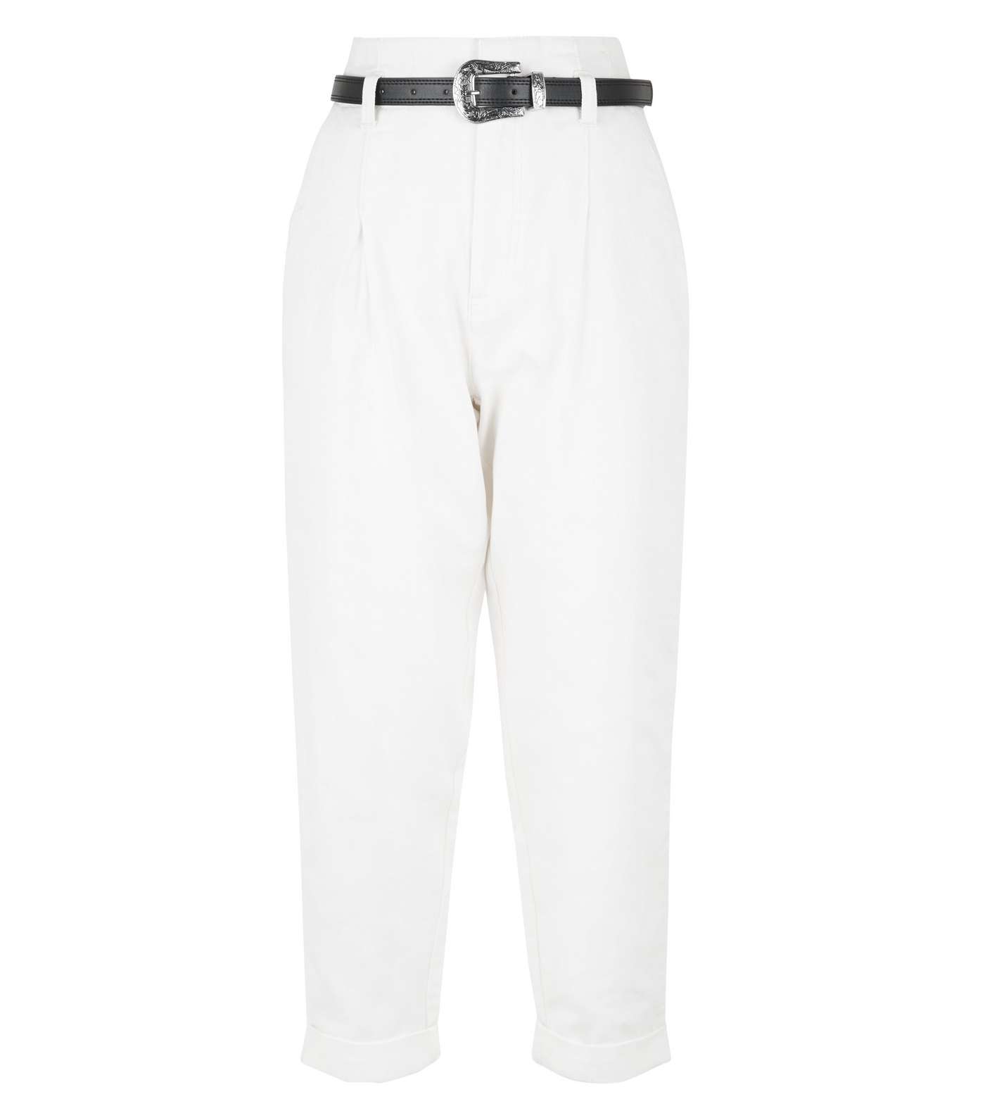 Off White High Waist Belted Jeans Image 5