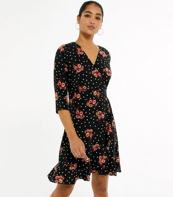 black wrap dress new look
