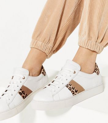 leopard print stripe trainers