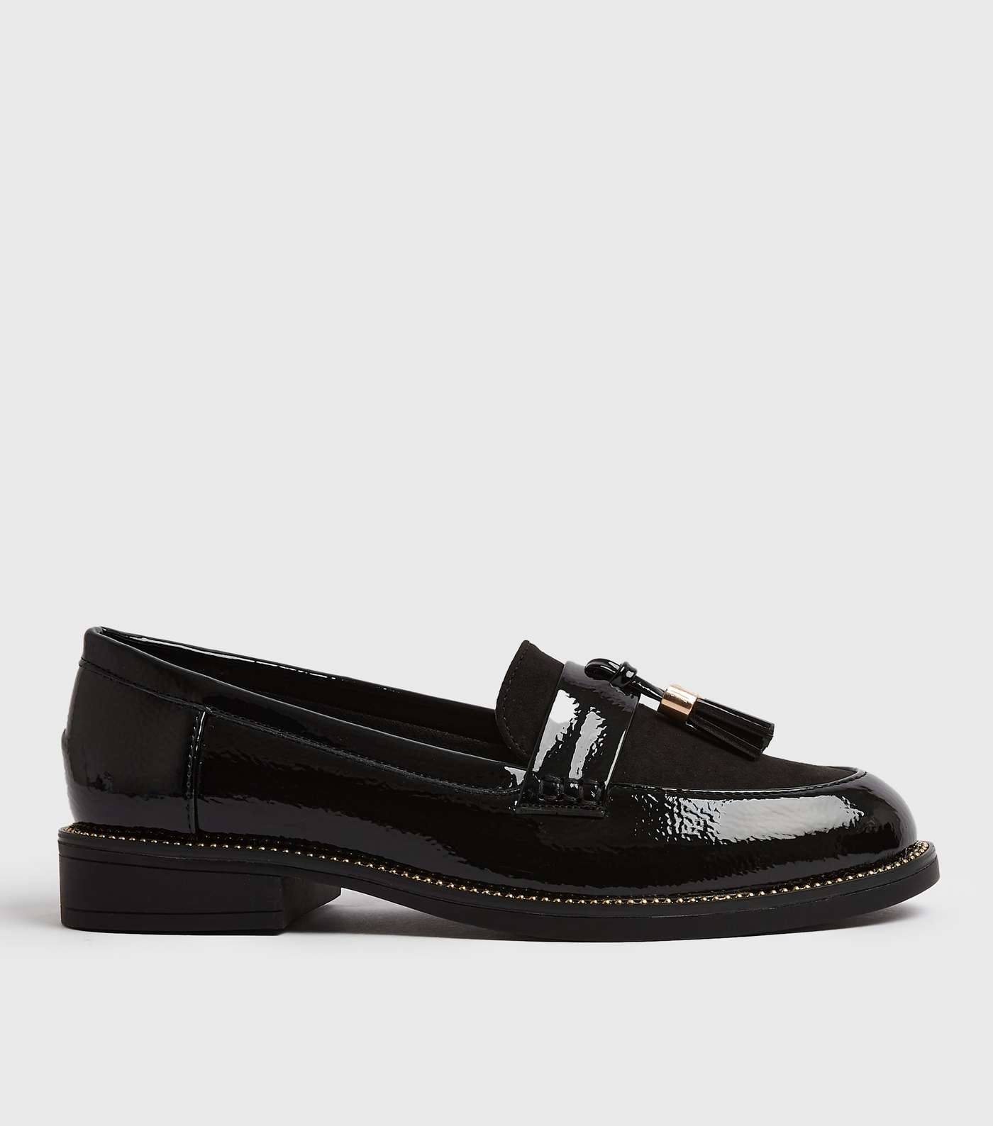 Black Patent and Suedette Tassel Loafers