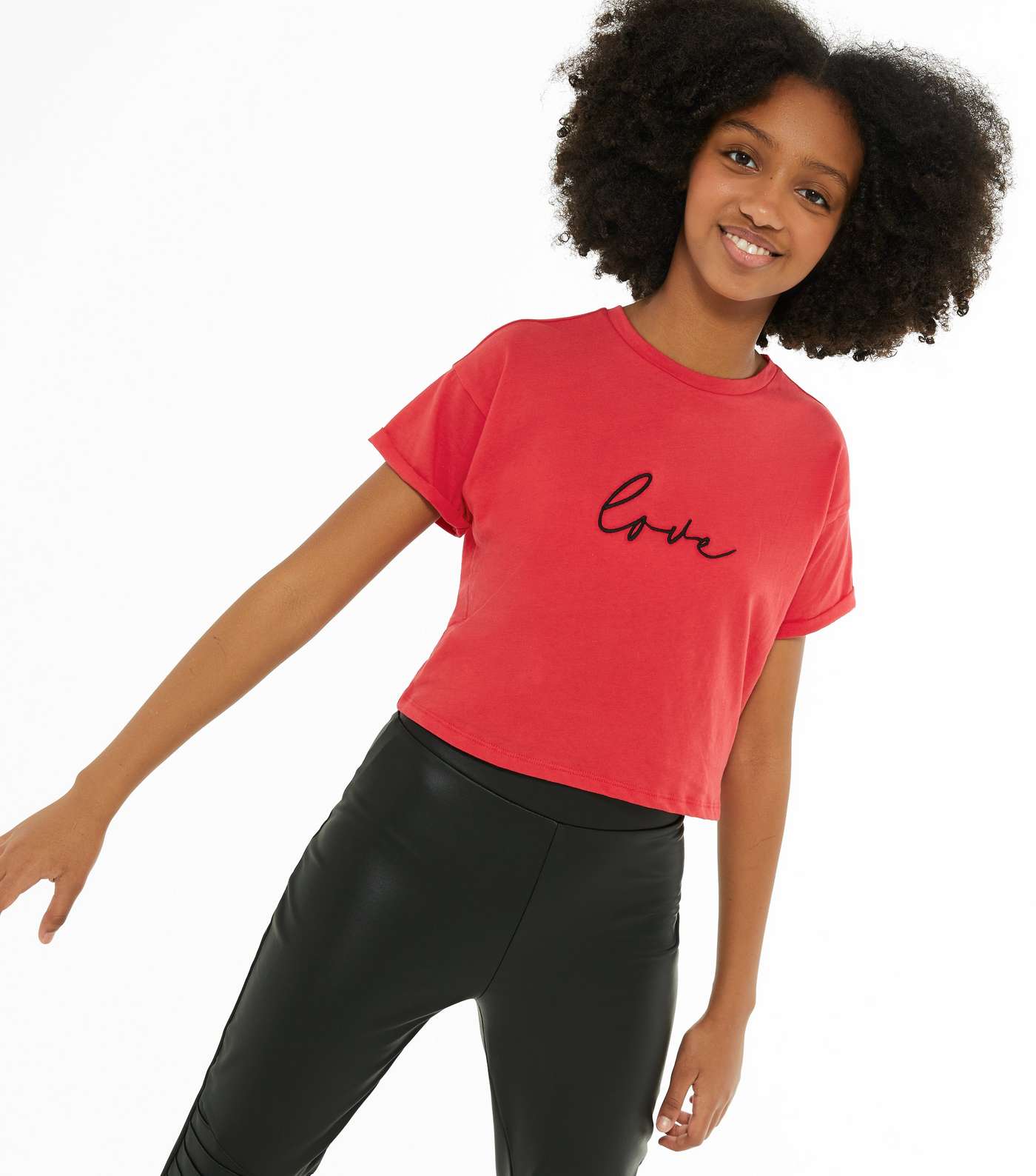 Girls Red Love Logo T-Shirt 