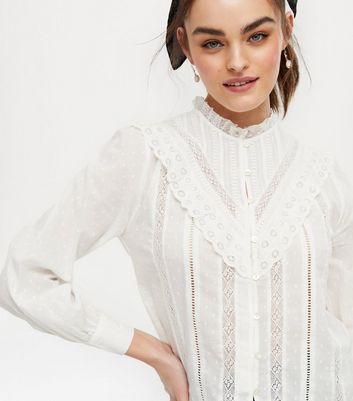 High neck 2024 lace shirt