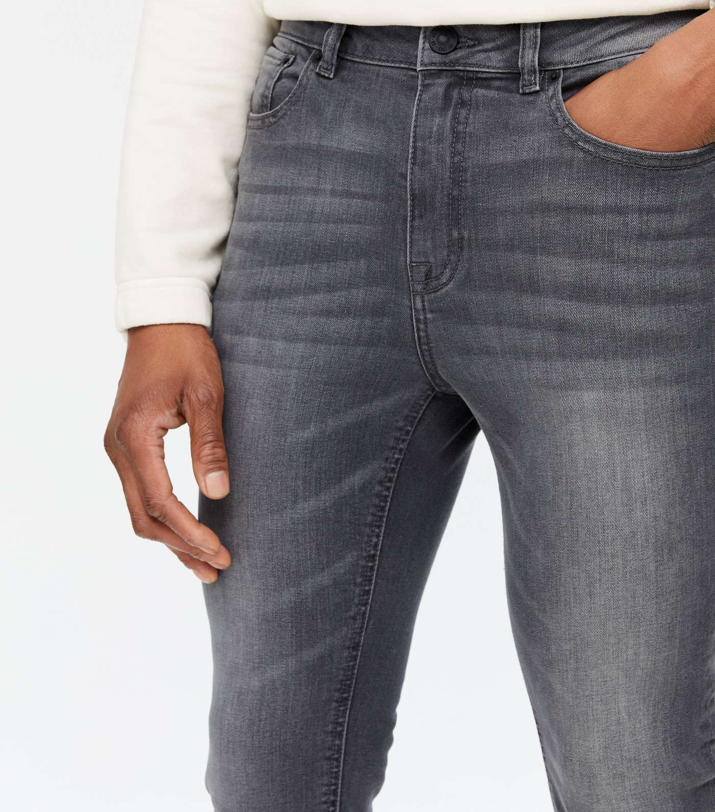 Grey Washed Super Skinny Stretch Jeans Image 3