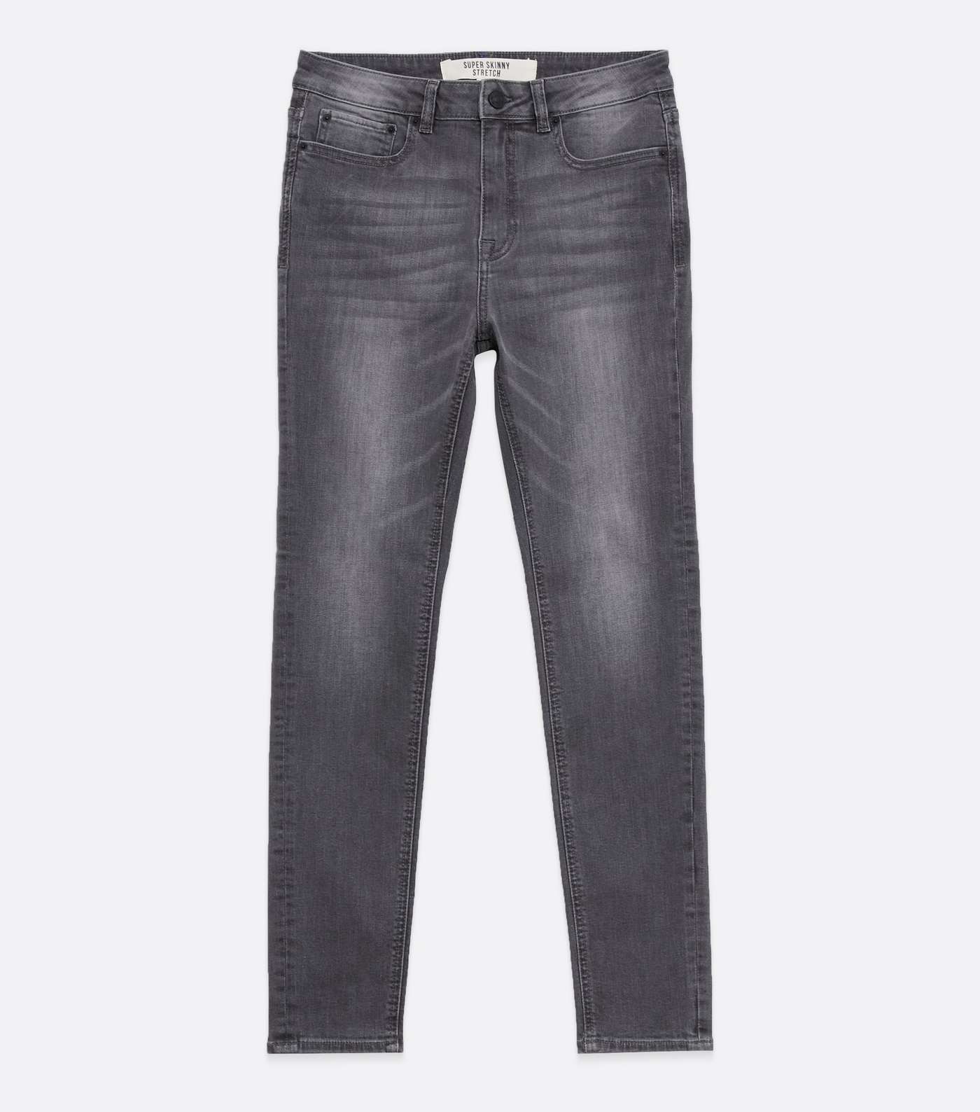 Grey Washed Super Skinny Stretch Jeans Image 5