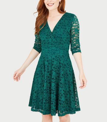 V by very outlet green lace dress